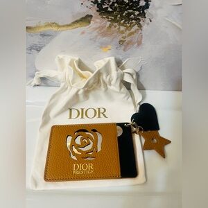 🛍️NEW Dior Prestige Tan and Black Card Holder with Mirror-Comes w/ Dust Bag